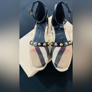 Burberry Black and Tan Plaid Espadrilles